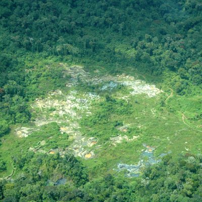 Mining site in Kahuzi Biega National Park in eastern Democratic Republic of Congo.